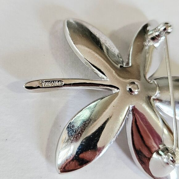 Vintage Crown Trifari Alfred Philippe Brushed Silver Tone Floral Brooch Pin - Picture 7 of 9